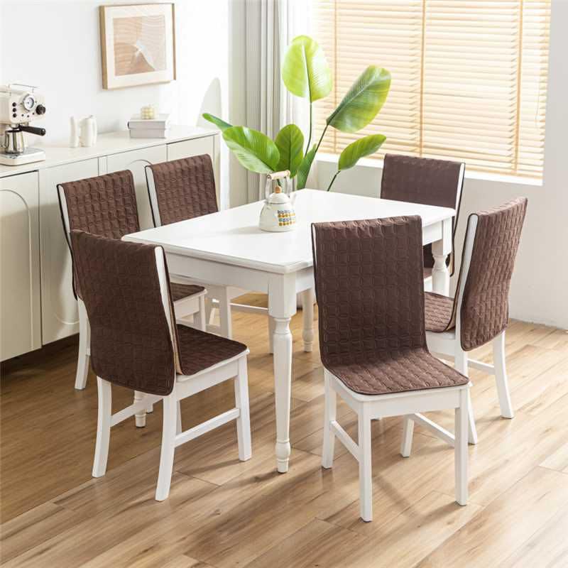 Image of HOMETHREADS Non-Slip Chair Cover-Universal Fit for Kitchen & Dining Chairs-Cushioned Comfort - Stylish Machine Washable Seat Cover-140x40cm (Brown, Pack of 8)