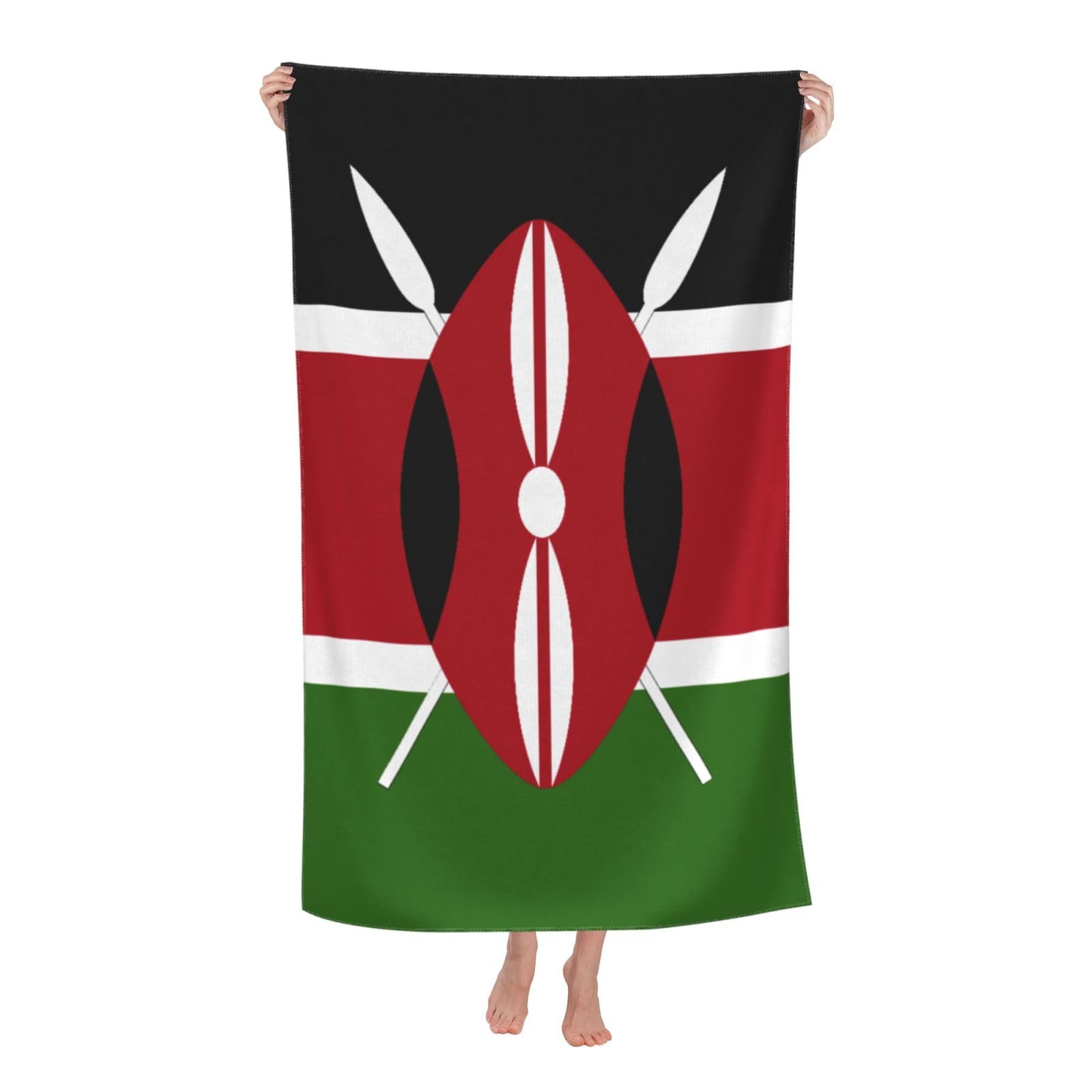LSRCPD Beach Towel Kenya Flag Microfiber Beach Towels Blanket Oversized Tropical Big Extra Large XL Pool Towels Quick Dry Sandproof for Women Girls Kids