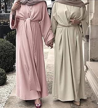 Abaya damesjurk met lange mouwen, moslimjurk, gebedskleding, casual kaftan, beige, 5XL