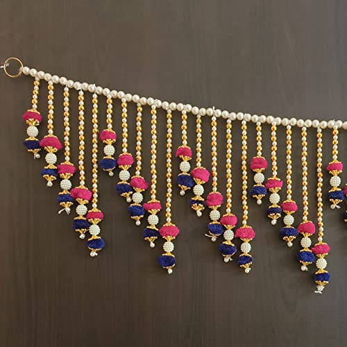 Image of Wool & Wool Blend Handmade Door Hanging Moti Latkan Style Bandarwal Toran (Tms-09) -Diwali New Year Inauguration Wedding Festival Home Decor Pooja (40 Inch X 8 Inch, Tms-09(Multicolor))