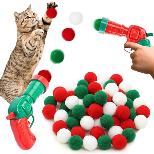 SOETDERT Katzenspielzeug, Interaktives Katzenspielzeug, Katzen Ball Launcher Plush Ball Interactive Cat Toy, Plüsch Kätzchen Haustier Spielzeug Bälle für Indoor Haustier Katzen Hunde