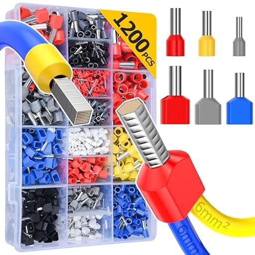 Terminales eléctricos, 1200 terminales eléctricos Preciva, 300 terminales de dos hilos más 900 terminales de hilo individual, adecuados para engarzado DIY e industrial | Ya disponible en tu tienda friki favorita! En mundofriki.es!