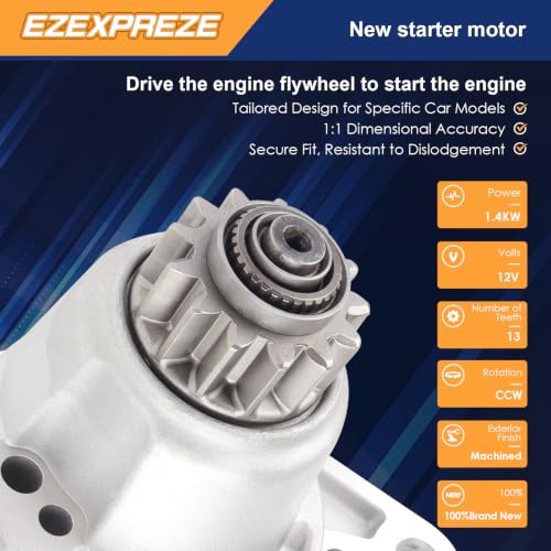 Image of Ezexpreze 17835 New Starter for 2.5L Nissan Altima 2002-2006 (Automatic Trans.) & 2007 (Automatic CVT Trans. to 10 /2006), for 2.5L Sentra 2002-2006 (Automatic Trans.)