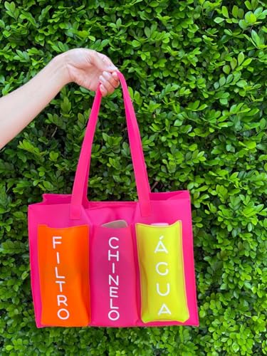 Bolsa Praia Silicone Grande Verão Impermeável Com Bolsos PRA-REP (Pink)
