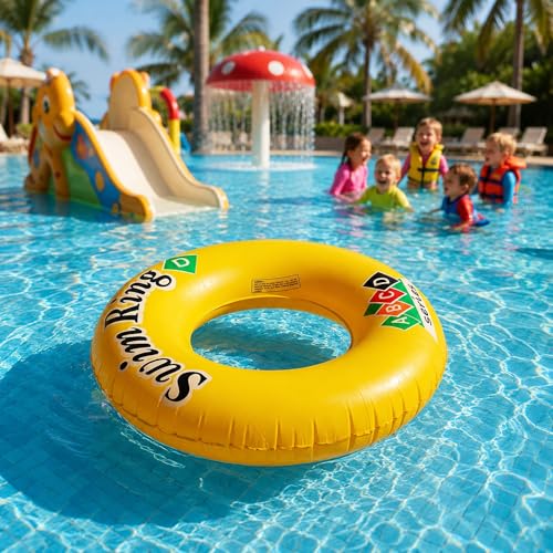 Image of Koochie-Koo Ring Swimming Tube for Kids Inflatable Pool Float Tube for Boys & Girls Thick PVC Swim Tube with Leak-Proof Valve, Safe & Durable Water Float for Pool Beach Summer Fun (Random Colour)