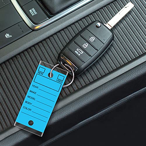 Image of Versa-Tags Blue Self-Protecting Key Tags with Chrome-Plated Split Rings, 1000 Count Automotive Dealership Key Tags for Car Truck RV Inventory & Service Organization