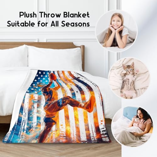 Basketball Blanket for Boys, Kids Blankets Gifts, Sports Theme Throw, Soft Fleece Throw for Couch & Bed, 60"x80"