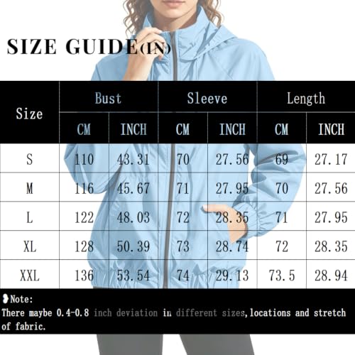 Women Windbreaker Jacket Full Zip Light Weight High Neck Hooded Raincoat - image 4