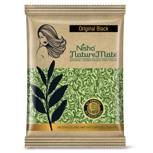 Image of Nisha Nature Mate Henna Based Hair Color Original Black 10g Pack of 10, Natural Black Hair Colour for Women and Men