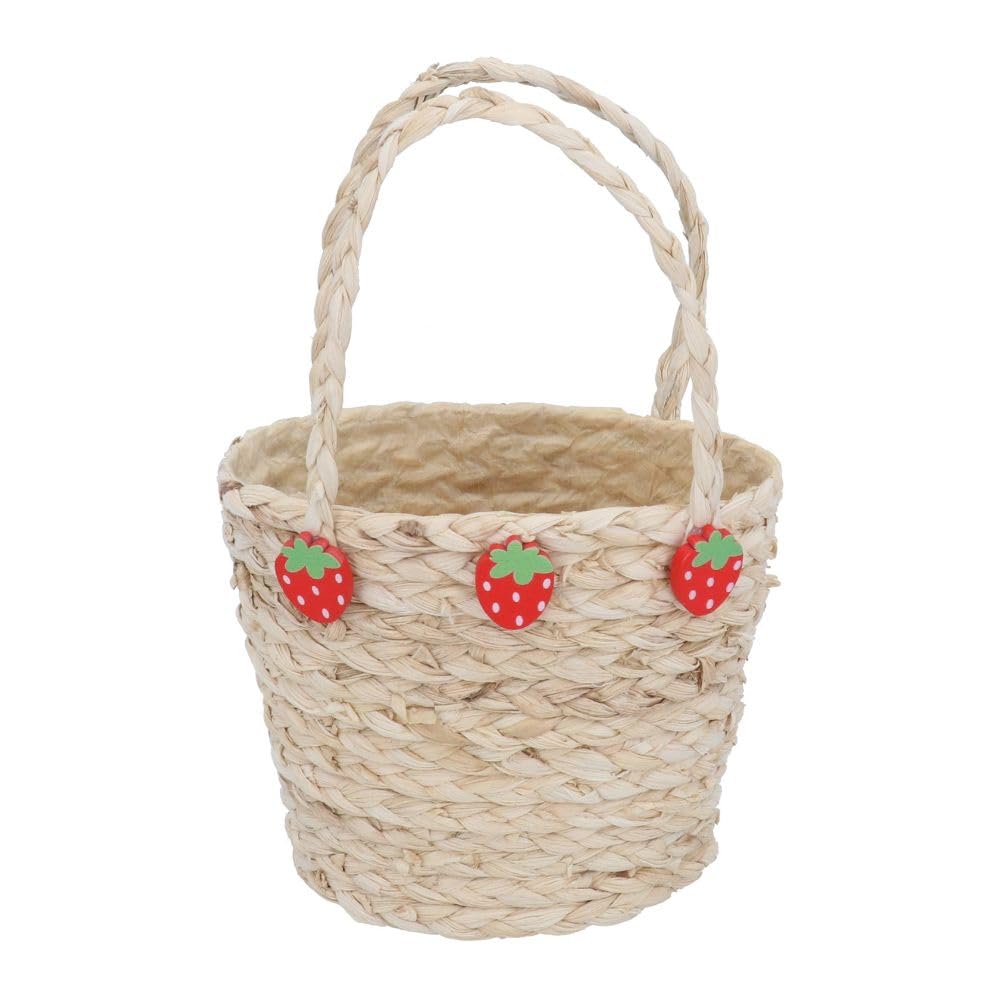 Gisela Graham Natural Straw Basket With Strawberry Trim