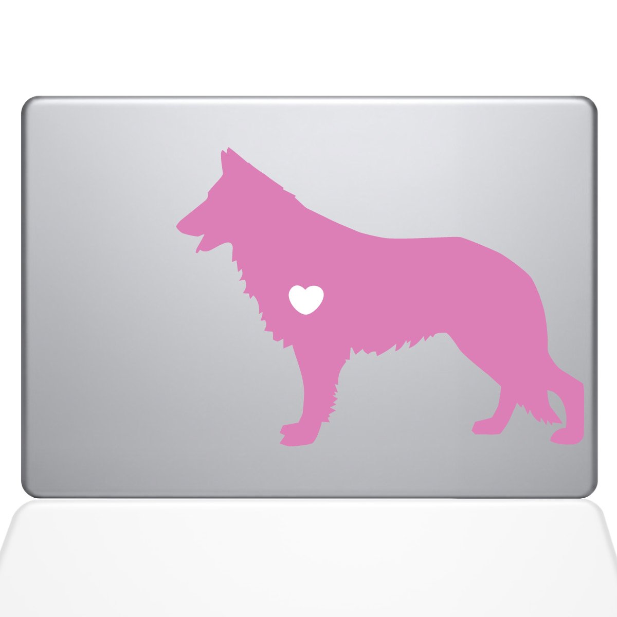 The Decal GuruI Love My German Shepherd Decal Vinyl Sticker, 13" MacBook Pro (2016 & Newer Models), Pink (1381-MAC-13X-BG)