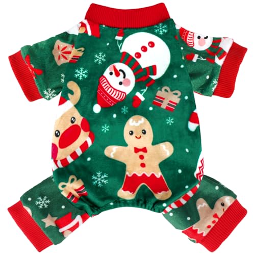 Dog Christmas Pajamas Soft Lightweight Velvet Dog Christmas Outfit Warm Pet Winter Clothes for Small Medium Large Pet Dogs Cats