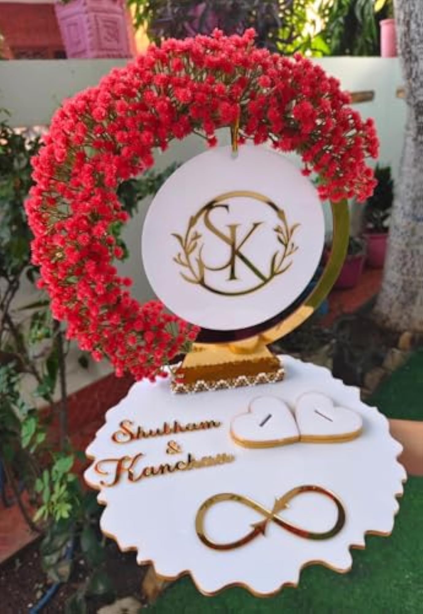Personalized Engagement Wedding Ring Platter with Acrylic Name and Logo