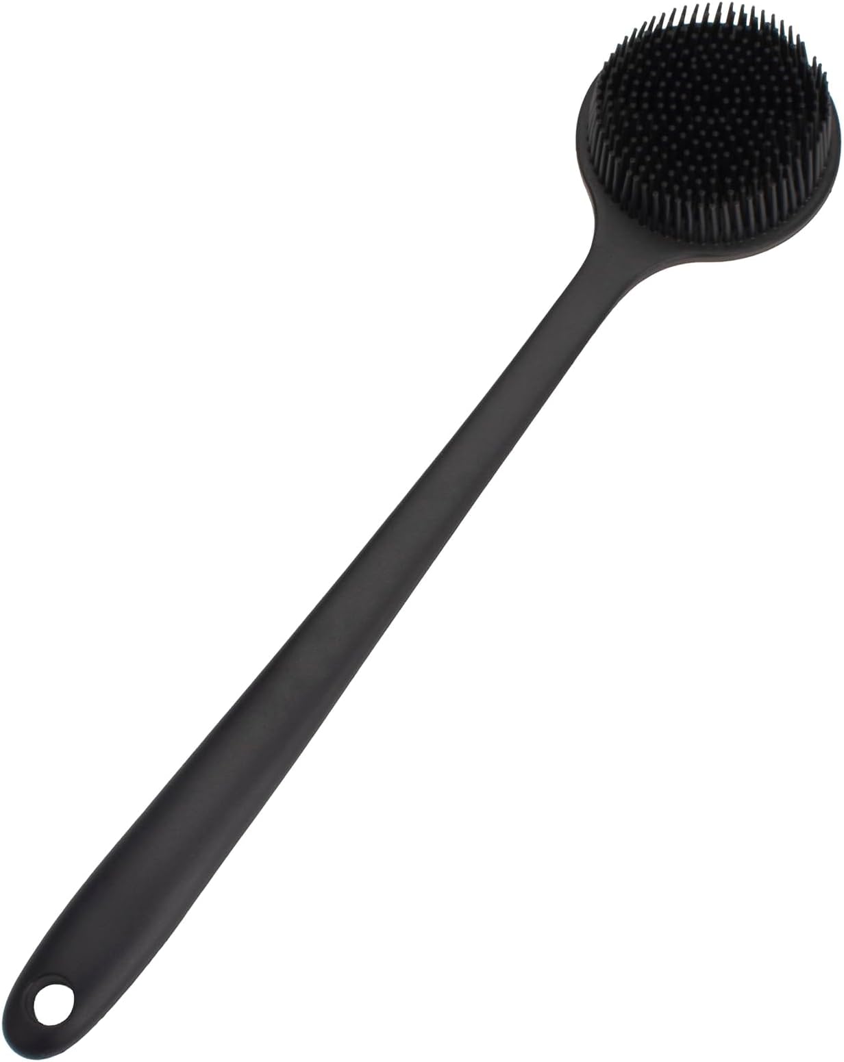 Silicone Body Scrubber, Long Handled Back Scrubber for Shower, Silicone Body Brush, Back Brush for Shower,Soft Silicone Back Scrubber Shower Bath Body Brush with Long Handle (Black)