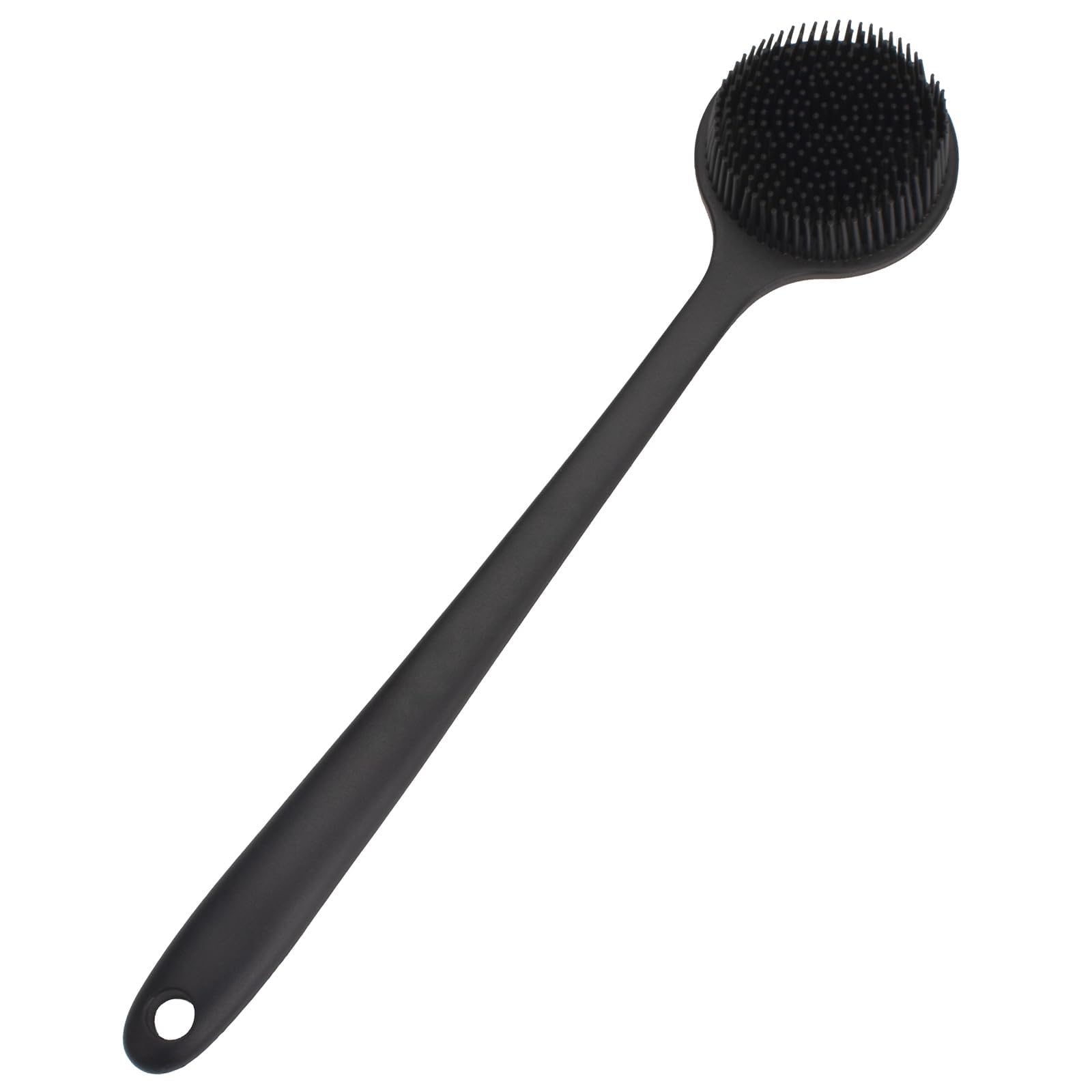 Silicone Body Scrubber, Long Handled Back Scrubber for Shower, Silicone Body Brush, Back Brush for Shower，Soft Silicone Back Scrubber Shower Bath Body Brush with Long Handle (Black)