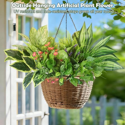 Artificial Outdoor Plants 14 Bundles – UV Resistant Faux Greenery with Flowers, Realistic Fake Bushes & Shrubs for Planters, Window Boxes, Porch, Patio, Garden & Indoor Outdoor Dec image 6