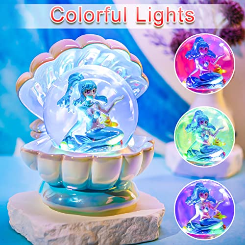 Mermaid Music Box For Daughter - Mermaid In Seashell Snow Globe With Lights, Birthday Valentine Day Christmas For Wife Girlfriend Women Plays Tune You Are My Sunshine #TOP3