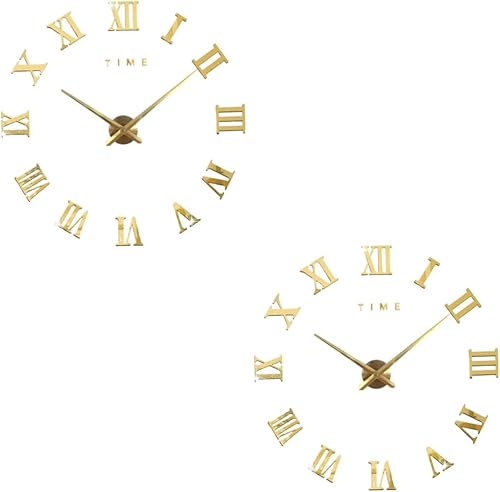 Miniatura 1 de Amosfun 2pcs Round Clocks Wall Frameless Wall Clock Hanging Clock Artistic Decoration Living Room Wall Clock Big Wall Clock Mirror Wall Clock Living