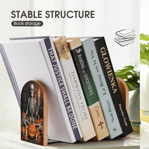 Sujetalibros de calavera resistente para evitar caidas de libros en baldas 8