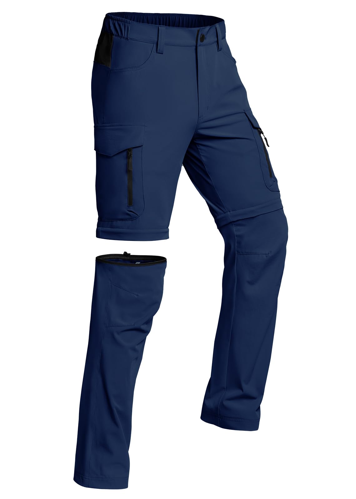 Vzteek Herren Wanderhose Zip Off Trekkinghose Outdoorhose Sommer Softshell Stretch Hose Kurz für Wandern,Abnehmbar,Baggy,Fahrrad,arbeits（Navy,3XL）