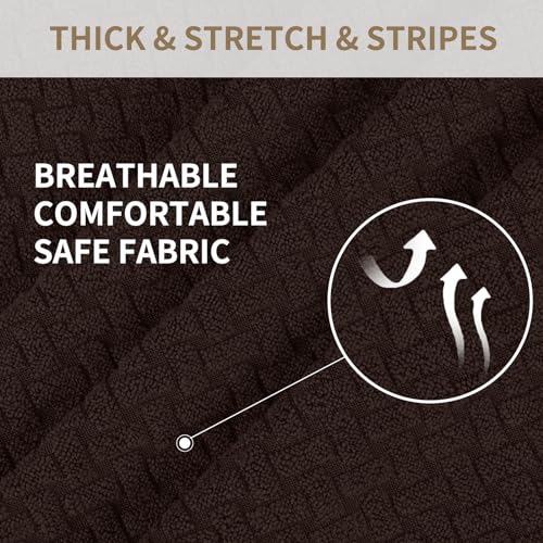 JIVINER Stuhlhussen für Liegestuhl, Stretch-Jacquard, Schonbezüge für Liegestuhl, Liegestuhl, Schonbezüge für Wohnzimmer, weicher Lehnenschutz mit Tasche (Relax, Dunkelkaffeebraun)