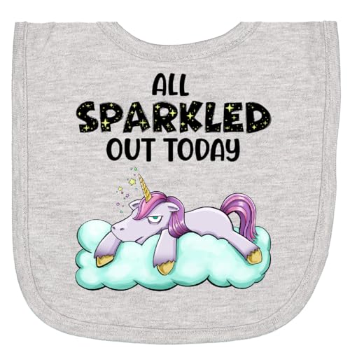 inktastic All Sparkled Out Today- Unicorn Humor Newborn Bib Heather Grey 454c0