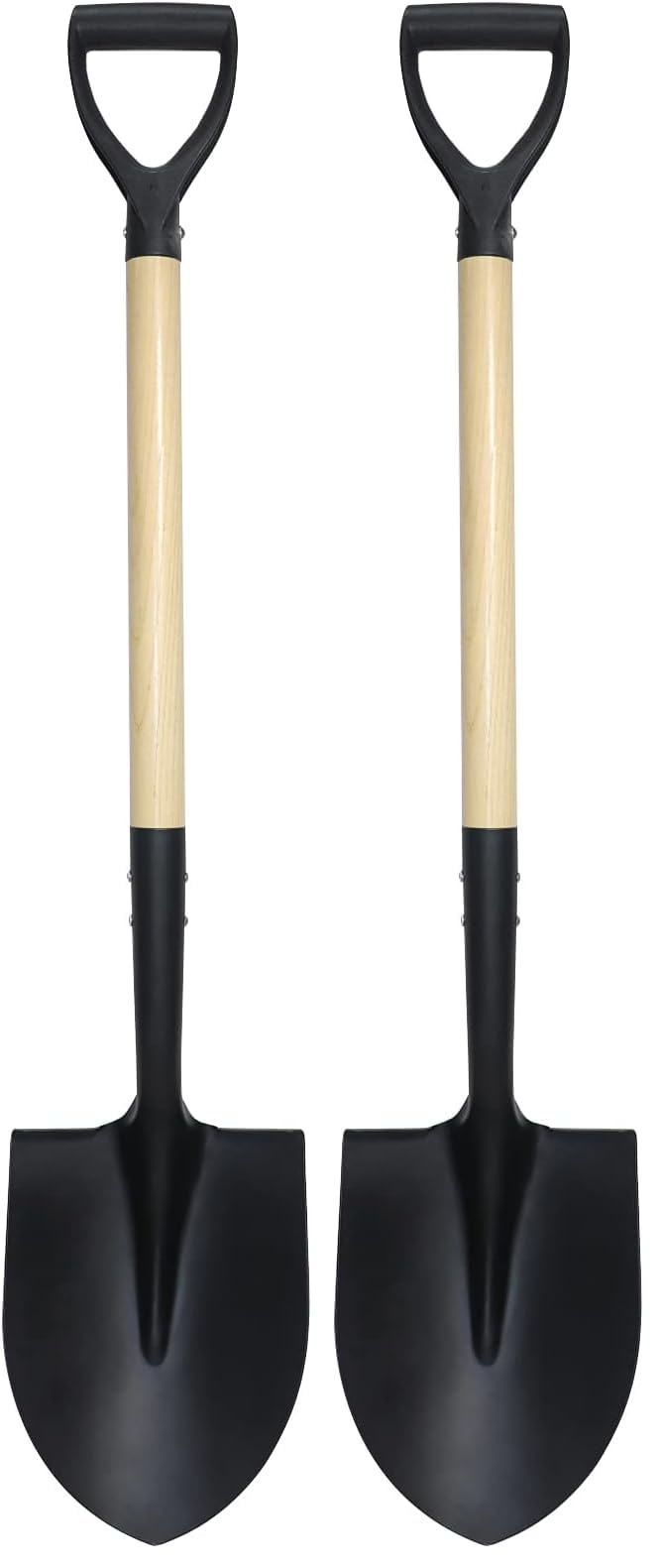 Shovel for Digging,Round Shovel, Garden Tool with D-Handle, 41 Inches in Overall Length, Wooden Handel Garden Shovel,Beach Shovel, Car Snow Shovel (Pack of 2)