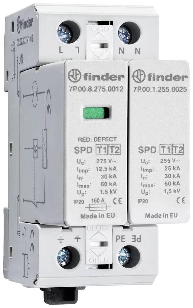 Finder 7P.02.8.275.1012 7P.02.8.275.1012 - Scaricatore di sovratensione, 60 kA, 1 pezzo
