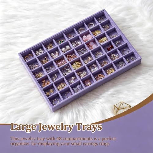 Image of Large Velvet Jewelry Tray Display Drawer Inserts 2 Pack