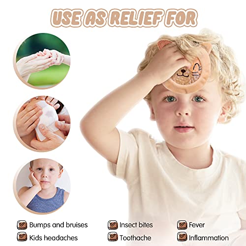 Hilph Kinder Kühlpads Kühlpack für Verletzungen, 3 Ungiftig Kühlkompresse Kühlpads Kinder Kühlakkus Gel Kühlkissen mit Weichem Stoffhülle für Beulen, Weisheitszähne, Prellung