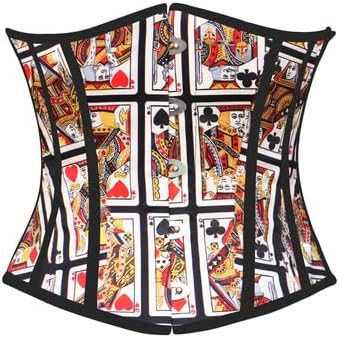 Women's Underbust Corset Tops for Women with Playing Cards Print - Steampunk Waist Trainer