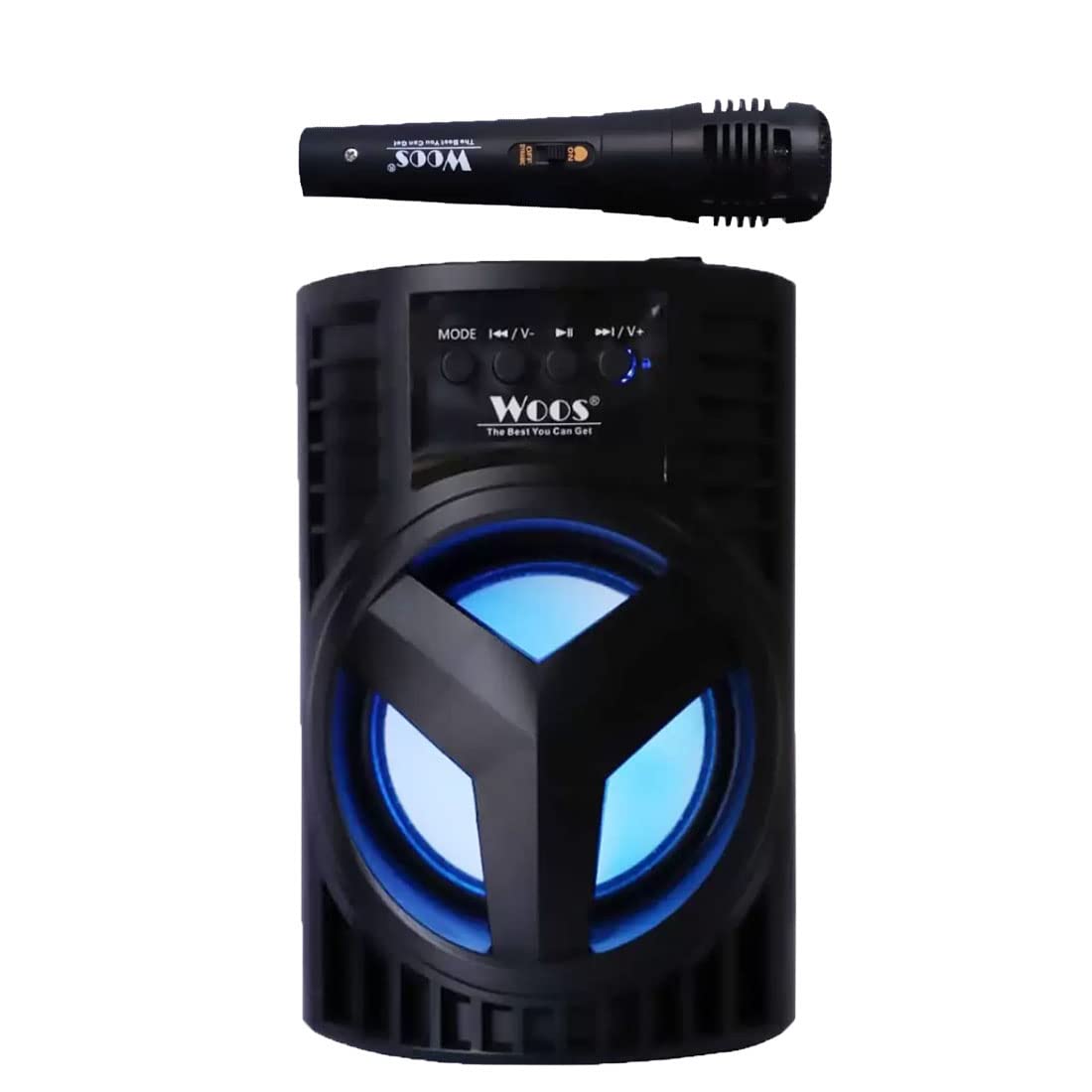 Ws-03 Bluetooth Speaker with, Dj Lights, FM, Micro Card USB Port Karaoke Mic 10 W Bluetooth Speaker (Black, Stereo Channel)