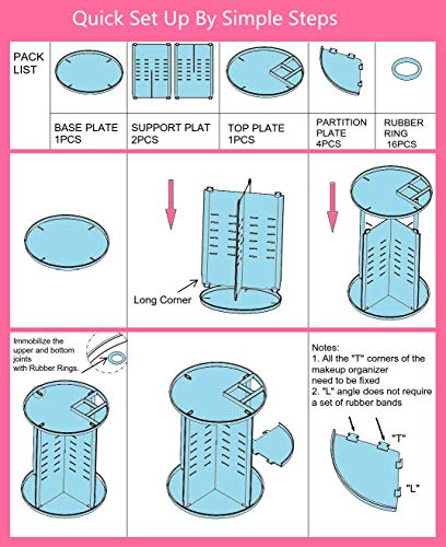 Easyhouse Um 360 ° drehbarer Make-up-Organizer, verstellbar, multifunktional, Kosmetik-Aufbewahrungs-Organizer, große… – Bild 8