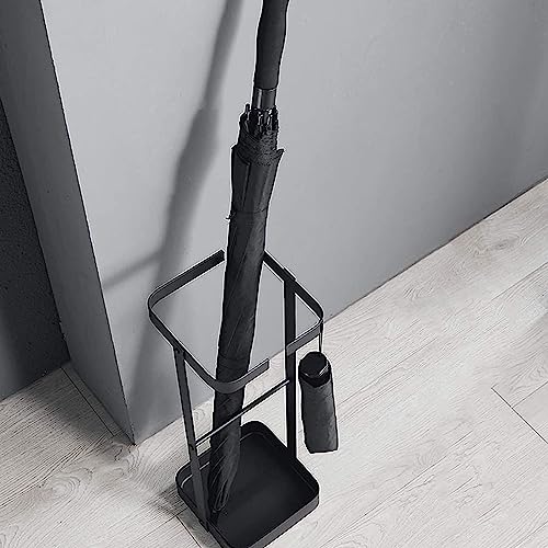 Image of 568080 Iron Umbrella Stand Rectangle Metal Umbrela Racks Entryway Space Saving Umbrella Holder Organiser for Front Door - Black