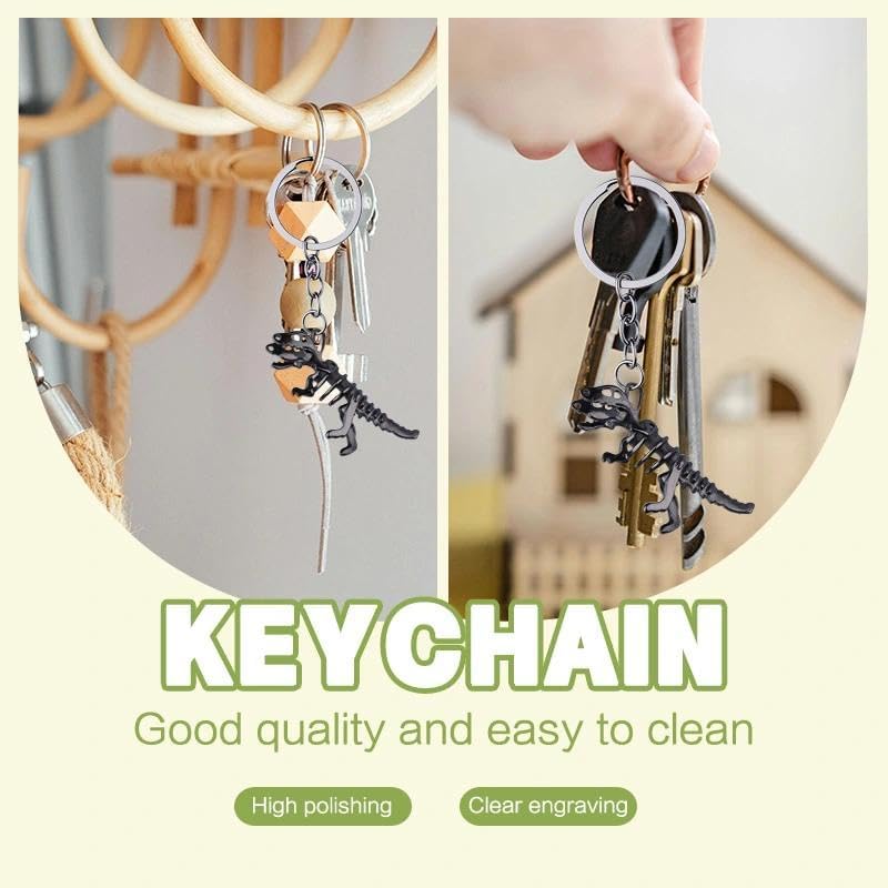 Guqqeuc Dinosaur Keychain Christmas Birthday Gifts for Son Nephew Skull Dino Keyring Valentiens Day Gift for Boyfriend image 5
