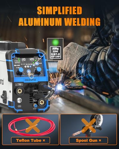 Image of AZZUNO MIG Welder Machine 110V /220V, 155Amp 5-in-1 Gas MIG /Aluminum MIG /Gasless Flux MIG /Lift TIG /Stick Welding Machine, Wire Feed Welder
