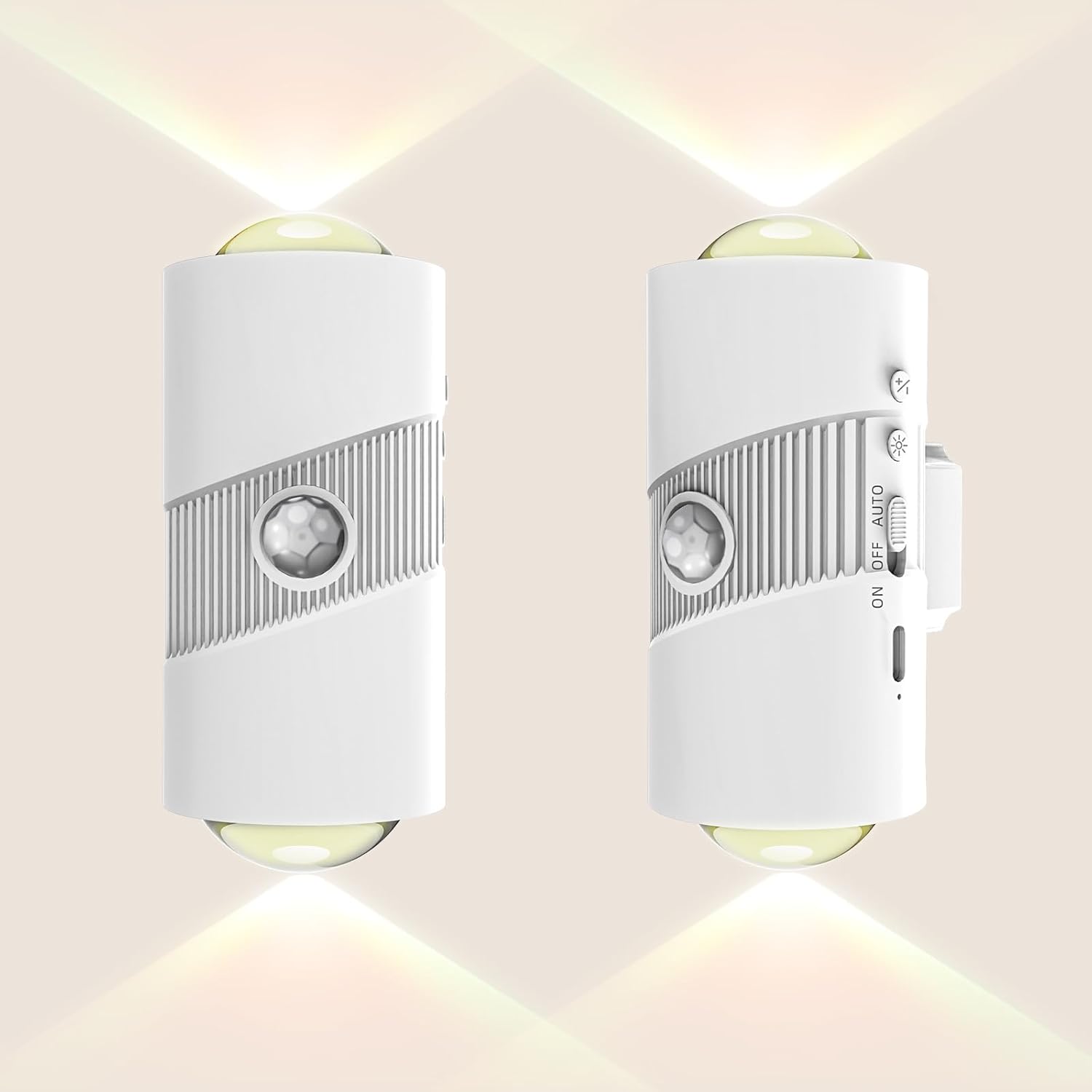 Motion Sensor Night Light,Smart LED Night Lights with Magnetic,Dimmable Night Lamp,8 RGB Colors,Portable Rechargeable Night Light for Indoor,Hallway,Bathroom,Stairway Christmas Decor White 2 Pcs