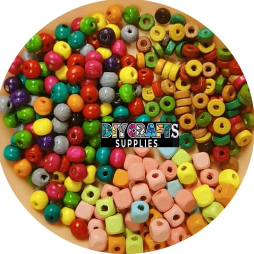 Image of DIY Crafts 130, Wood Beads As Image 1st Image Style for Crafts Round Mixed Size Mixed Unassorted Wooden Beads Color Round Multicolor Cylinder Wood Beads Hole for DIY Craft, Jewelry Making D (130)
