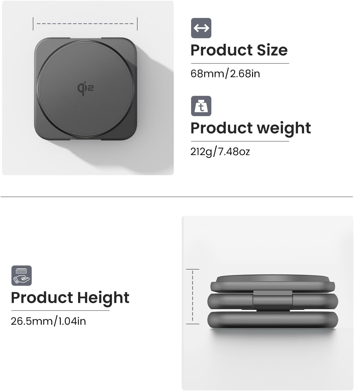 KU XIU Qi2 Certified 3 in 1 Charging Station for Samsung, Aluminum Alloy Foldable 15W Wireless Charger for Galaxy S26 S25 Series Z Flod 7, Fast Charger for Galaxy Watch Ultra, for Galaxy Buds