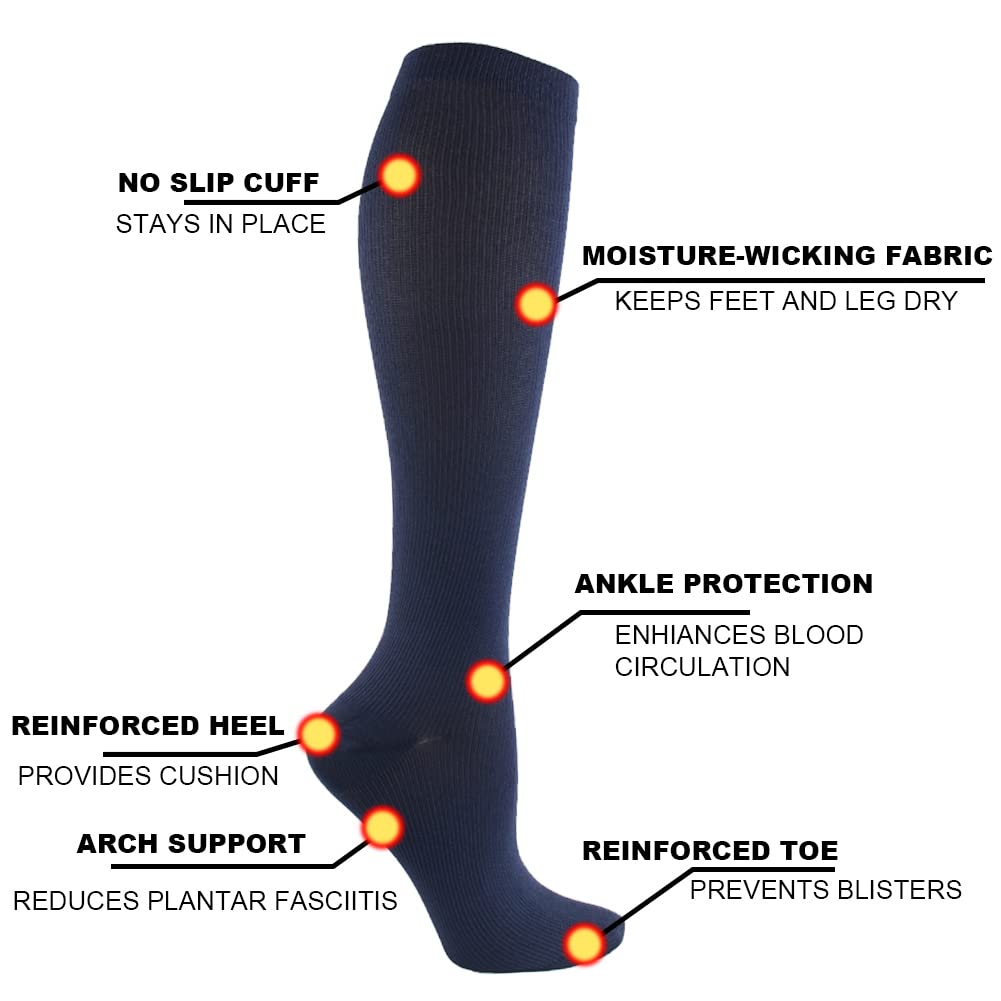 HYCOPROT Compression Socks for Women & Men Circulation (3 works) 15-20 mmHg for Athletics Running Nurses Pregnancy Travel - Image 2