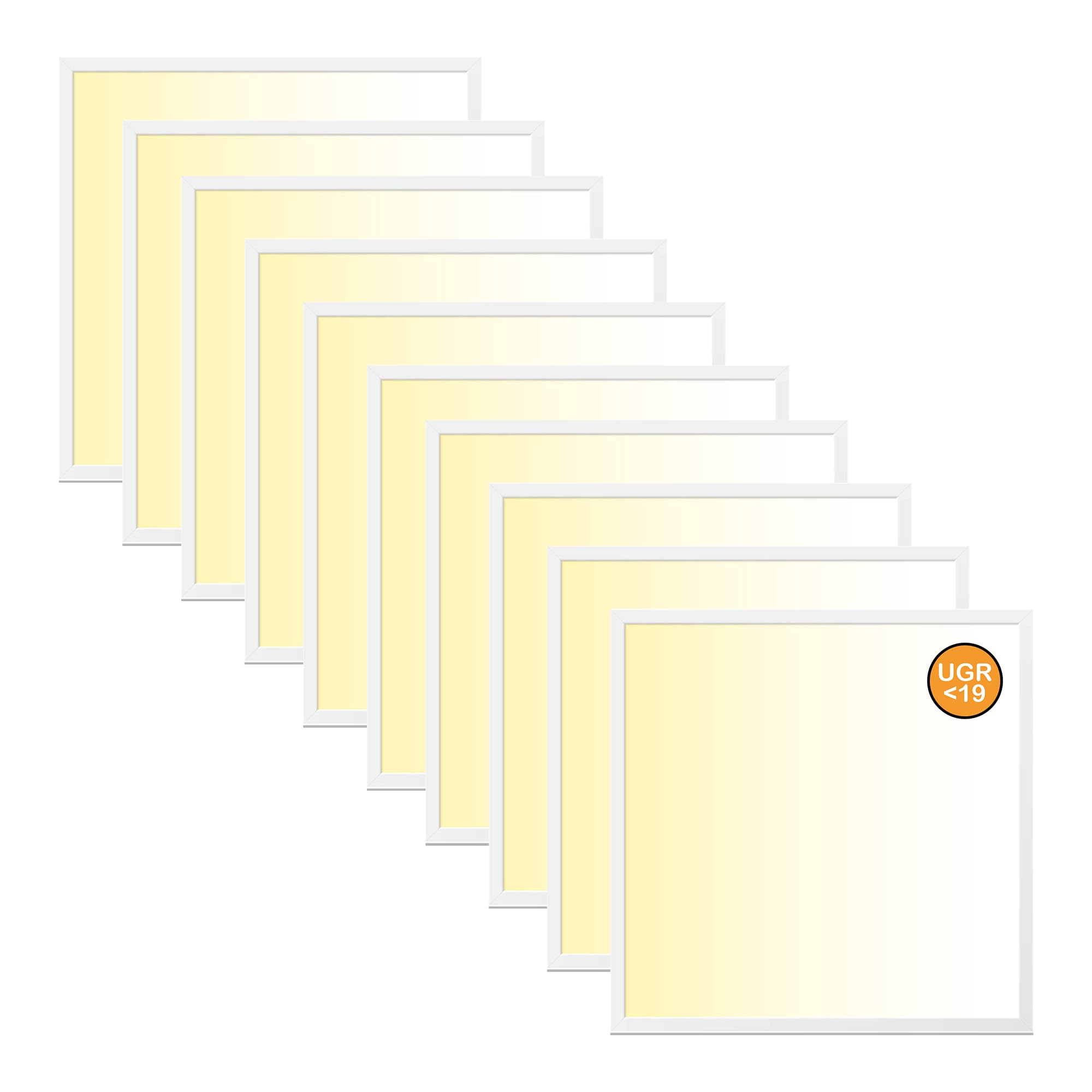 10x LED Panel, Deckenleuchte, 62x62cm, 4400lm, 3000K, 40W, UGR<19, inkl. Trafo, Rasterleuchten, Einlegeleuchte, Büroleuchten (3000 Kelvin (warmweiß), 10 Stück)