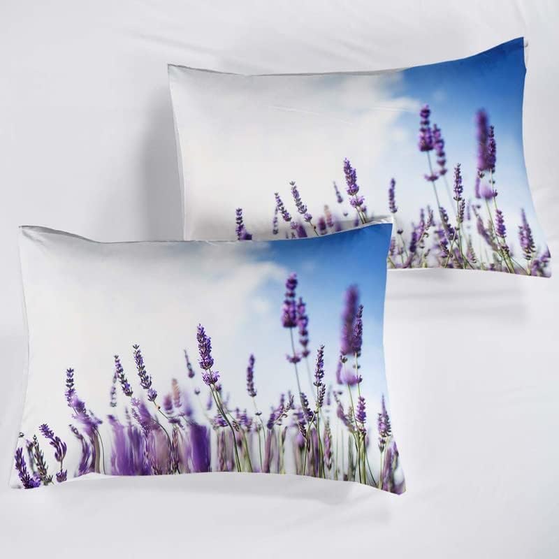 Housse de couette lavande violette microfibre douce anti-plis pour lit double - 2