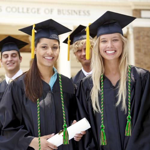 Image of Graduation Honor Cords Green and Gold Graduation Cords with Tassels, 67 inch Long for Graduation Students