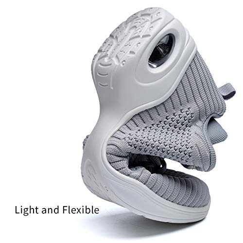 Slow Man Women's Fashion Lace-Up Sneakers - Breathable Air Cushion Lady Nursing Split Sole Zumba Dance Shoes Platform Grey 8 #TOP5