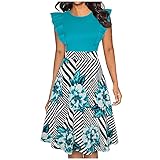 Women Dresses Wedding Guest Formal Casual Vintage Ruffle Maxi Dress Sleeves Floral Print Skirt Swing Beach Sundresses Green