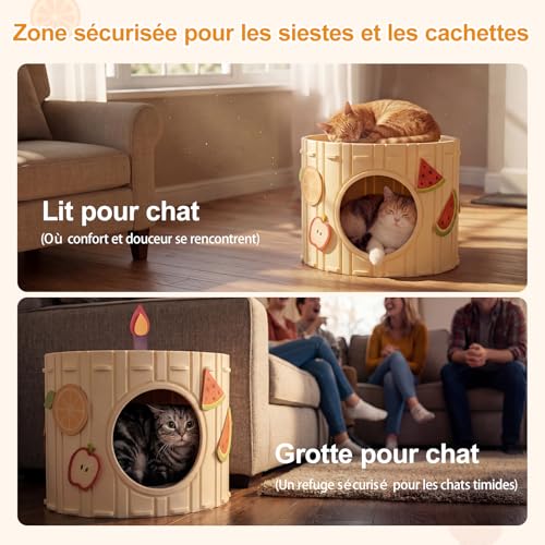 Niche pour chat d'intérieur et lit confortable pour chat de salon - 4