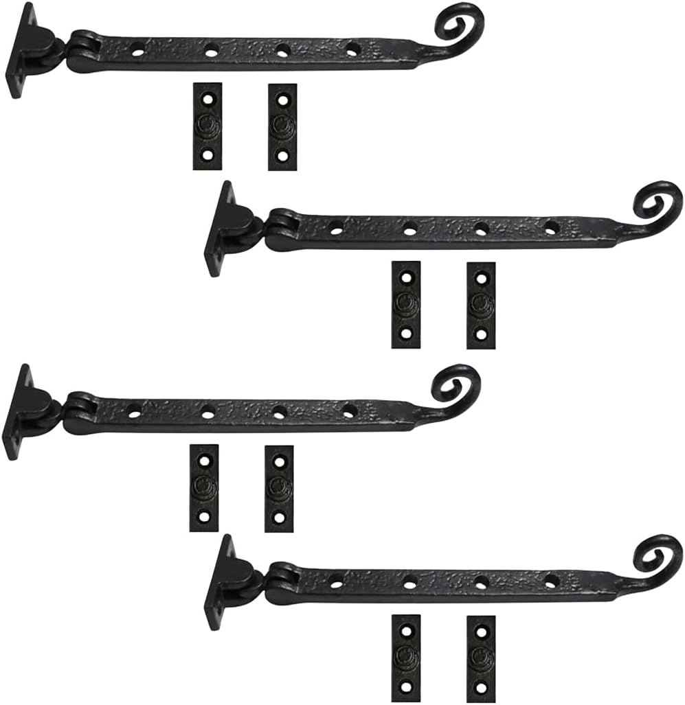 Shristy Hardware "Tertius" Black Antique Iron Window Casement Stays Pack of 4 - Black Powder Coated Finish