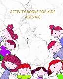  Activity Books For Kids Ages 4-8: White marble cover (Color by Number, Mazes, Coloring, Dot to Dot, Word Search Puzzle, Find the Differences & Find two Identical Images!)