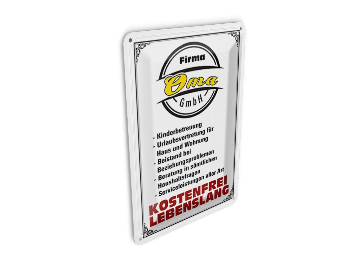 Femer Tin Postcard Saying 10 x 14 cm Firma Oma GmbH Free Decorative Sign