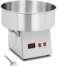 Royal Catering RCZK-1080 Professional Cotton Candy Machine (1200 W, Bowl Ø 52 cm, 60 s/18 g, 3-Digit Voltmeter, Stainless Steel)